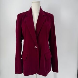 Vtg Mulberry Street Velvet Blazer Size 9/10 Wine Berry Red Holiday Party Preppy
